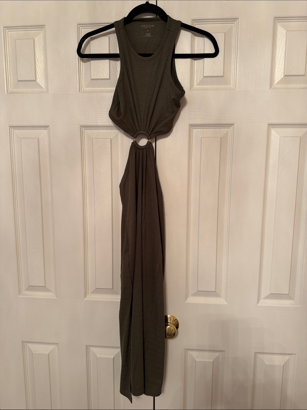Arizona Jean Company Olive Ribbed Maxi Dress with Front Ring